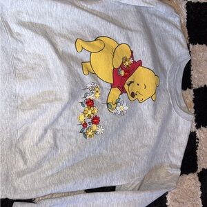Disney Gray Sweatshirt with Winnie the Pooh and Flowers